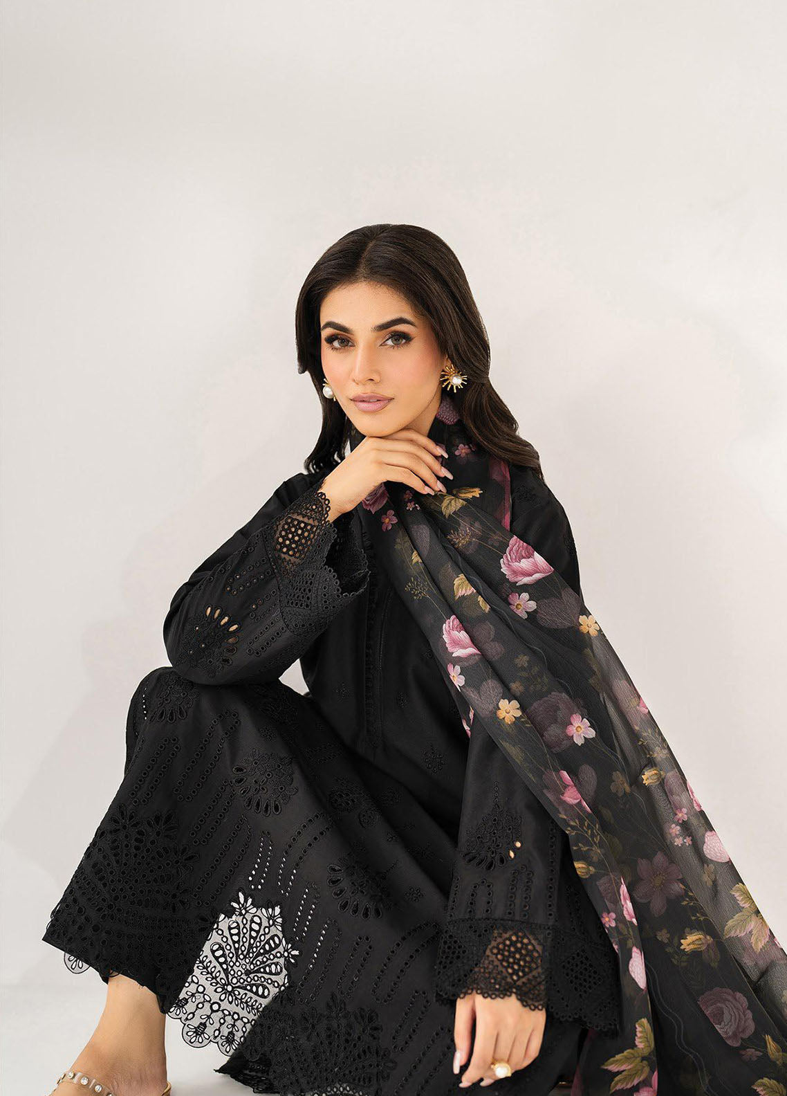 Layana Xenia Luxury Embroidered Lawn 3 Piece Unstitched Suit XE26LS D-10 SAPHIE Layana Xenia Luxury Embroidered Lawn 3 Piece Unstitched Suit XE26LS D-10 SAPHIE