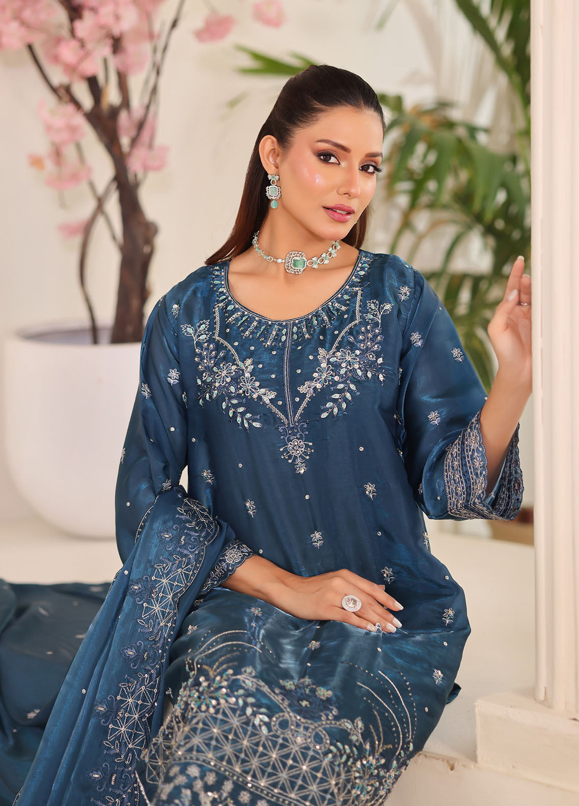 Luxe By Schick Embroidered Sheesha Silk 3 Piece Unstitched Suit SDH26LESSV6 D-01 Luxe By Schick Embroidered Sheesha Silk 3 Piece Unstitched Suit SDH26LESSV6 D-01