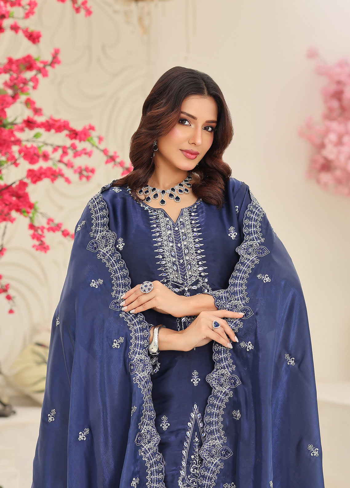 Luxe By Schick Embroidered Sheesha Silk 3 Piece Unstitched Suit SDH26LESSV6 D-04 Luxe By Schick Embroidered Sheesha Silk 3 Piece Unstitched Suit SDH26LESSV6 D-04