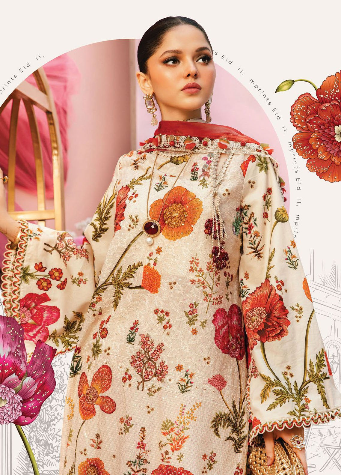 M Prints by Maria B Embroidered Lawn Suits Unstitched 3 Piece - MB25MP MPT-2607A M Prints by Maria B Embroidered Lawn Suits Unstitched 3 Piece - MB25MP MPT-2607A