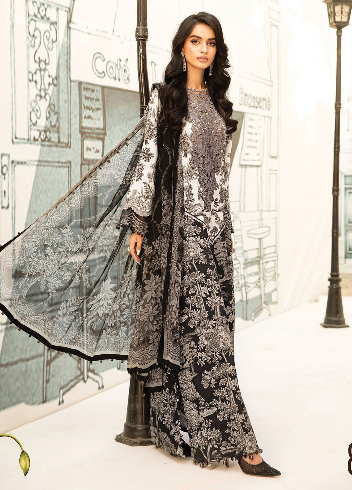 M Prints by Maria B Embroidered Lawn Suits Unstitched 3 Piece - MB25MP MPT-2608B M Prints by Maria B Embroidered Lawn Suits Unstitched 3 Piece - MB25MP MPT-2608B