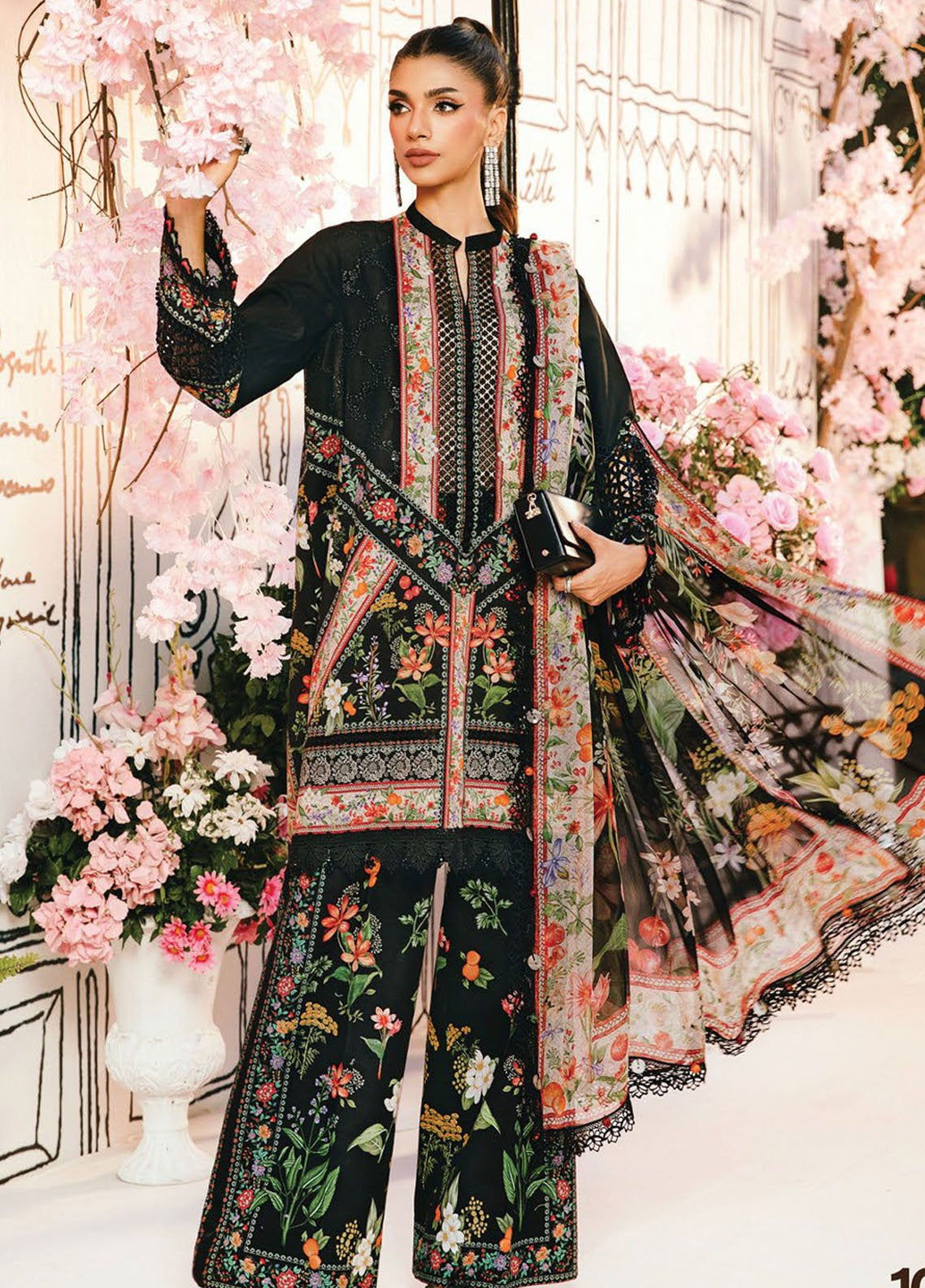 M Prints by Maria B Embroidered Lawn Suits Unstitched 3 Piece - MB25MP MPT-2610B M Prints by Maria B Embroidered Lawn Suits Unstitched 3 Piece - MB25MP MPT-2610B