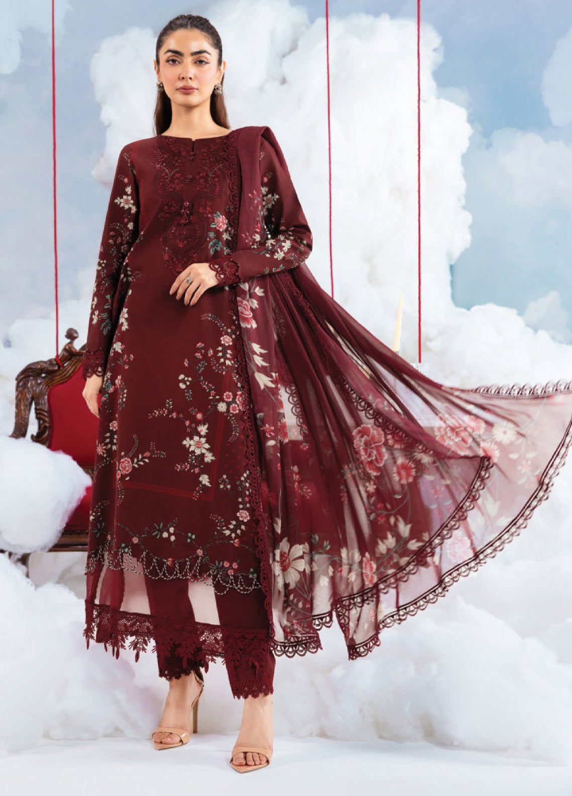 M Basic Spring Summer By Maria B Embroidered Lawn 3 Piece Unstitched Suit MB26MBSSV2 D-7A M Basic Spring Summer By Maria B Embroidered Lawn 3 Piece Unstitched Suit MB26MBSSV2 D-7A