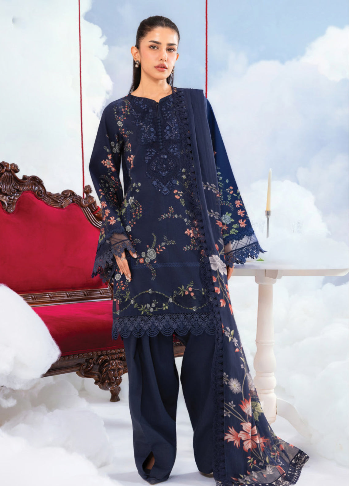 M Basic Spring Summer By Maria B Embroidered Lawn 3 Piece Unstitched Suit MB26MBSSV2 D-7B M Basic Spring Summer By Maria B Embroidered Lawn 3 Piece Unstitched Suit MB26MBSSV2 D-7B