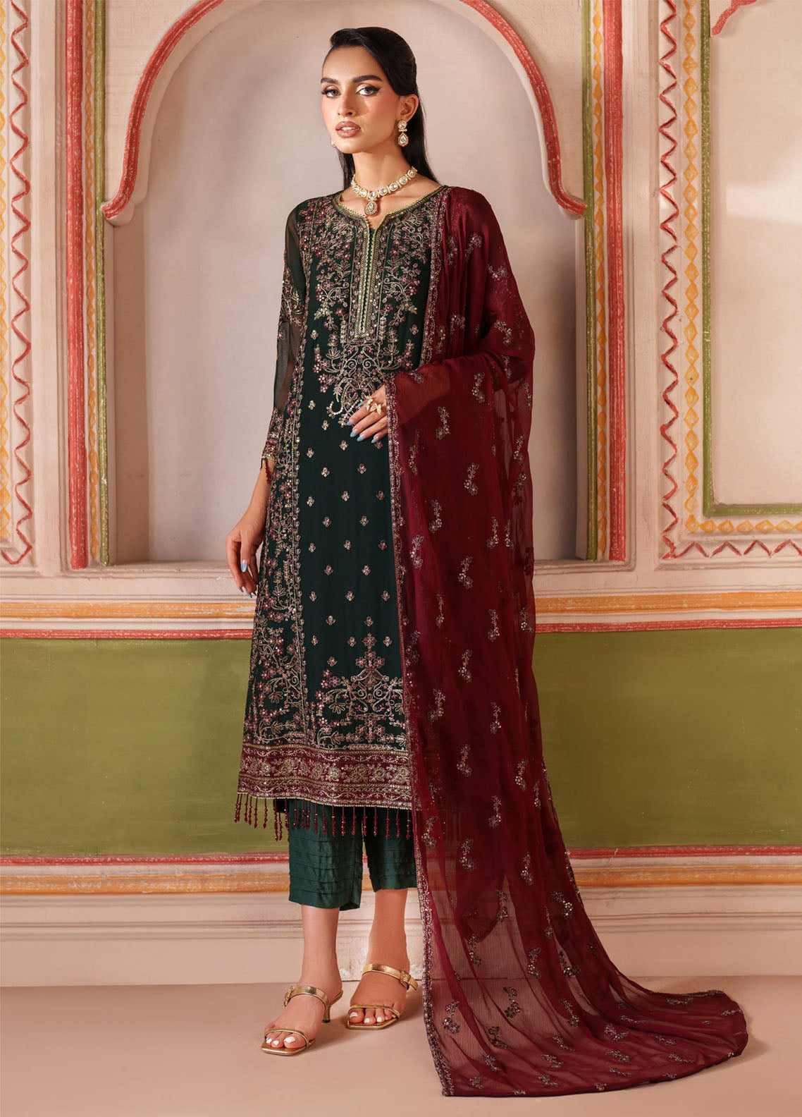Mahrosh by Zarif Embroidered Chiffon Suits Unstitched 3 Piece - ZF25MF 07 MINSHA Mahrosh by Zarif Embroidered Chiffon Suits Unstitched 3 Piece - ZF25MF 07 MINSHA