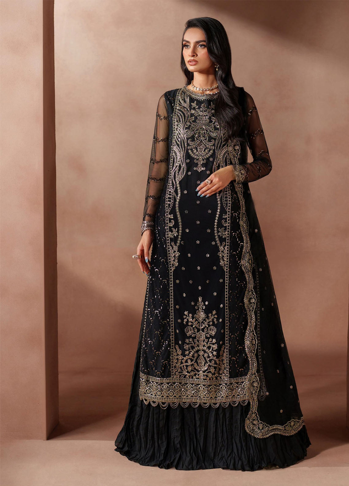 Mahrosh by Zarif Embroidered Net Suits Unstitched 3 Piece - ZF25MF 01 ISHAAL Mahrosh by Zarif Embroidered Net Suits Unstitched 3 Piece - ZF25MF 01 ISHAAL