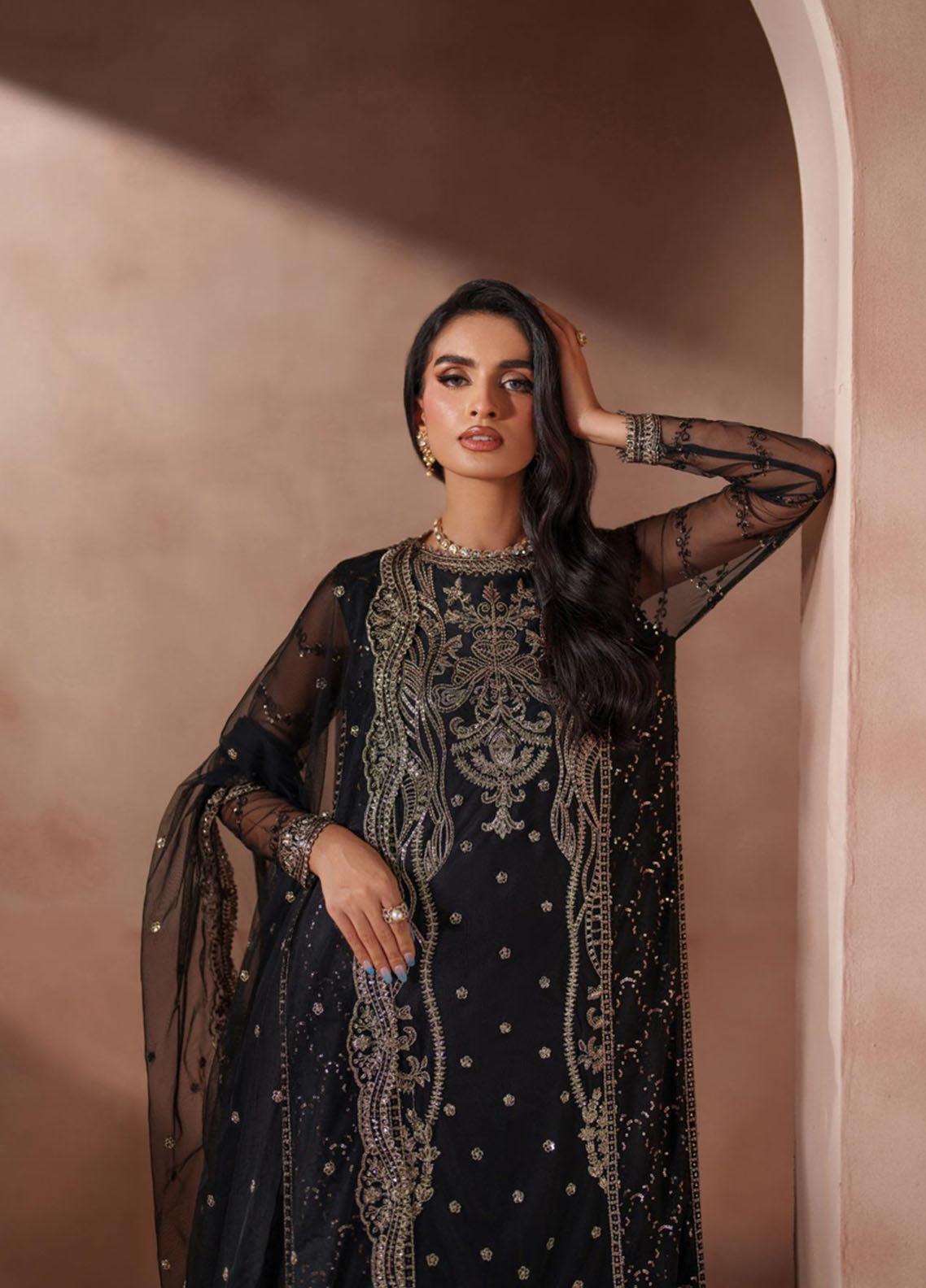 Mahrosh by Zarif Embroidered Net Suits Unstitched 3 Piece - ZF25MF 01 ISHAAL Mahrosh by Zarif Embroidered Net Suits Unstitched 3 Piece - ZF25MF 01 ISHAAL