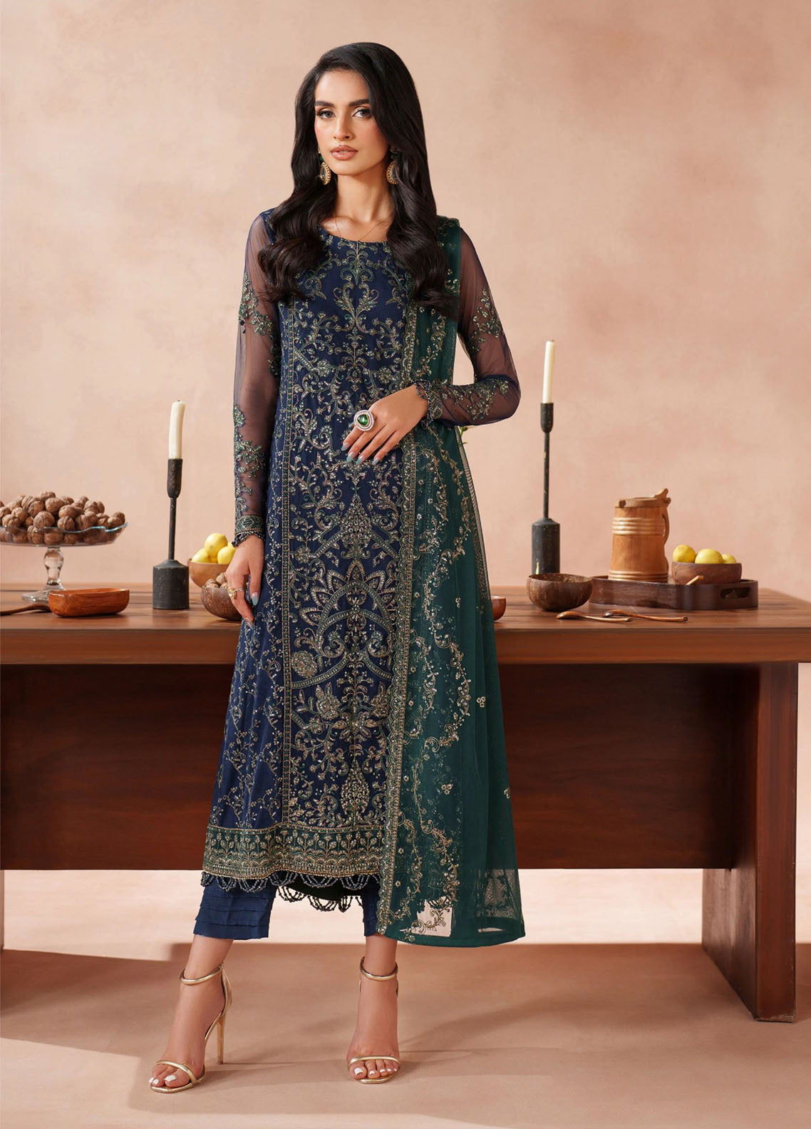 Mahrosh by Zarif Embroidered Net Suits Unstitched 3 Piece - ZF25MF 03 BATEEL Mahrosh by Zarif Embroidered Net Suits Unstitched 3 Piece - ZF25MF 03 BATEEL