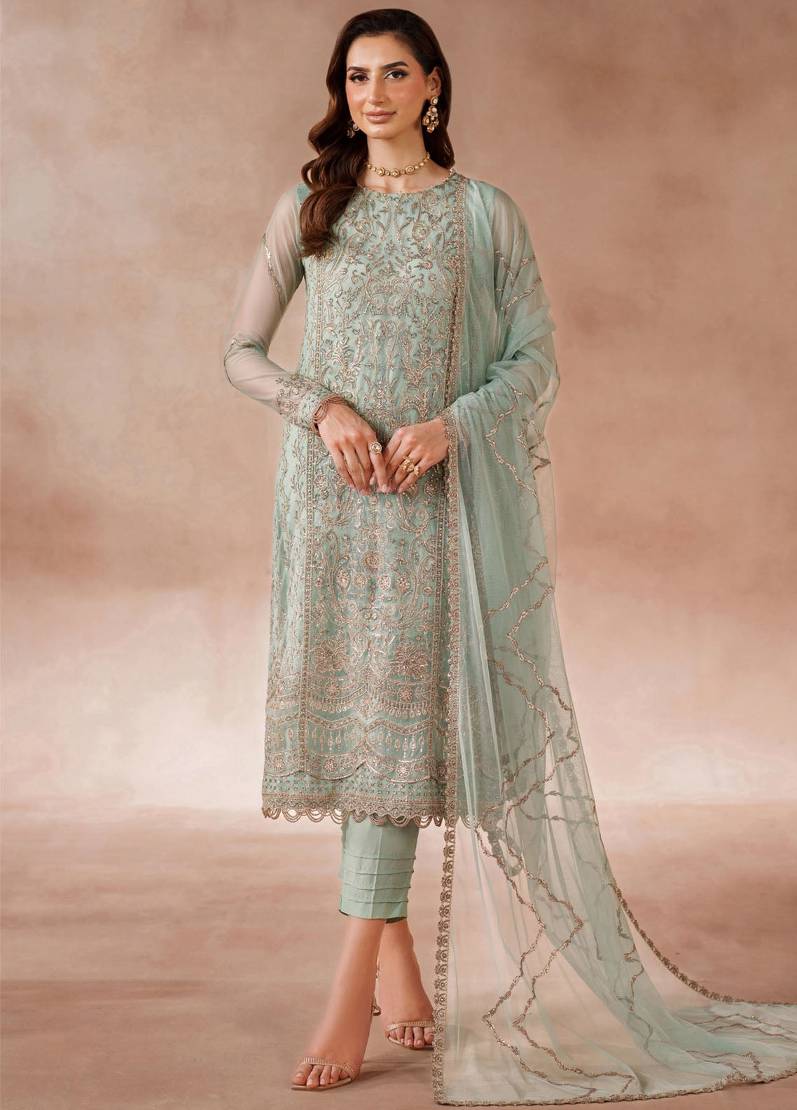 Mahrosh by Zarif Embroidered Net Suits Unstitched 3 Piece - ZF25MF 05 ZARQA Mahrosh by Zarif Embroidered Net Suits Unstitched 3 Piece - ZF25MF 05 ZARQA
