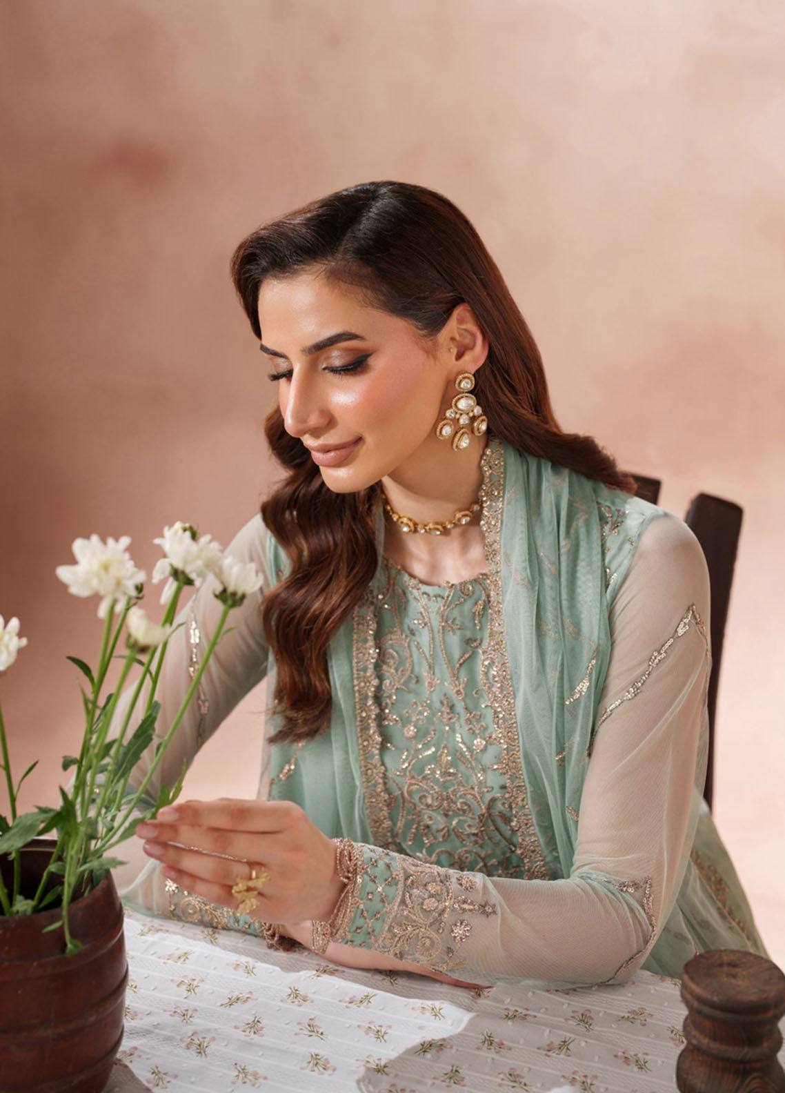 Mahrosh by Zarif Embroidered Net Suits Unstitched 3 Piece - ZF25MF 05 ZARQA Mahrosh by Zarif Embroidered Net Suits Unstitched 3 Piece - ZF25MF 05 ZARQA