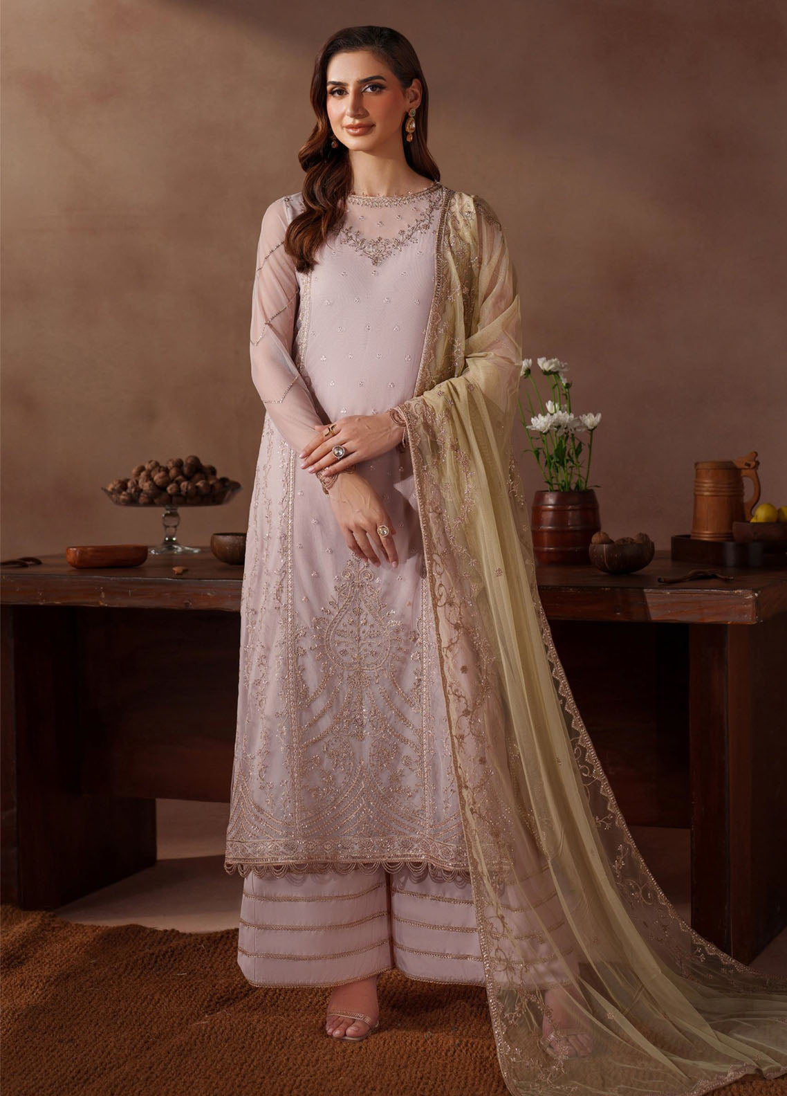 Mahrosh by Zarif Embroidered Net Suits Unstitched 3 Piece - ZF25MF 06 ZINOOR Mahrosh by Zarif Embroidered Net Suits Unstitched 3 Piece - ZF25MF 06 ZINOOR