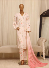 Majestic Prints By HZ Textiles Embroidered Silk 3 Piece Stitched Suit HZ26MPEL D-XRPE-005 BISQUE