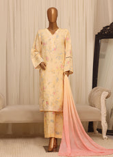 Majestic Prints By HZ Textiles Embroidered Silk 3 Piece Stitched Suit HZ26MPEL D-XRPE-006 BUTTER MILK