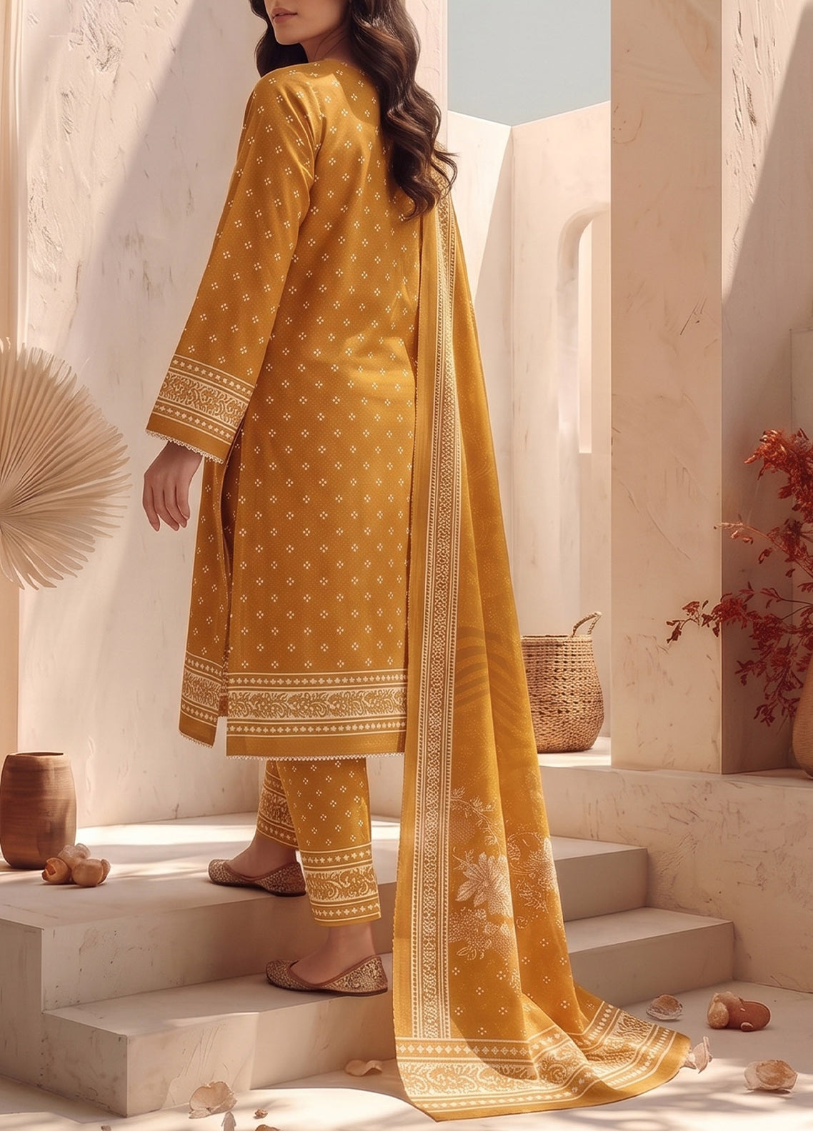 Malhar By VS Textile Printed Karandi 3 Piece Unstitched Dress VS26MV2 D-KW-145 Mustard - Back View Malhar By VS Textile Printed Karandi 3 Piece Unstitched Dress VS26MV2 D-KW-145 Mustard - Back View