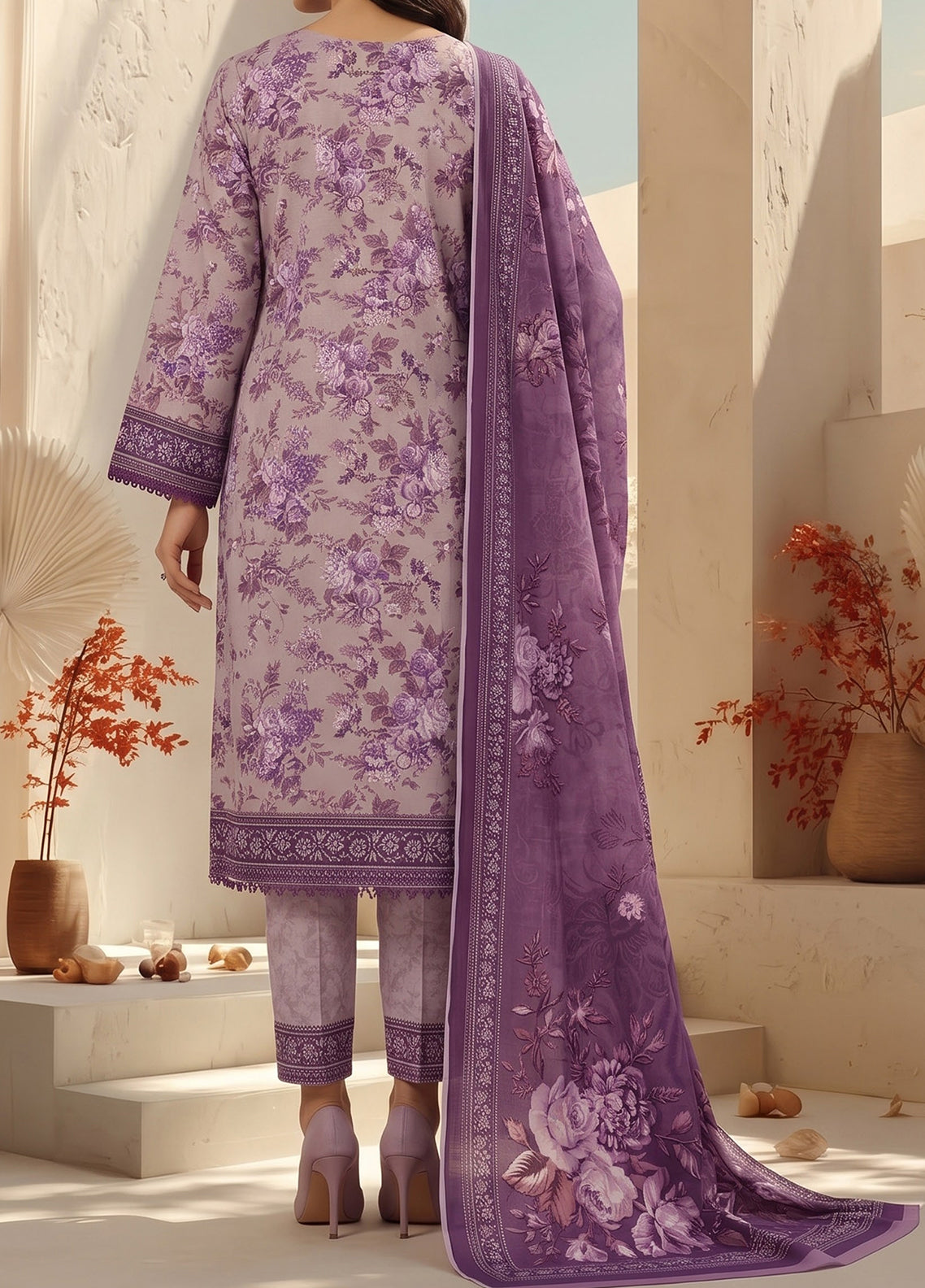 Malhar By VS Textile Printed Karandi 3 Piece Unstitched Suit VS26MV2 D-KW-137 Lilac - Back View Malhar By VS Textile Printed Karandi 3 Piece Unstitched Suit VS26MV2 D-KW-137 Lilac - Back View