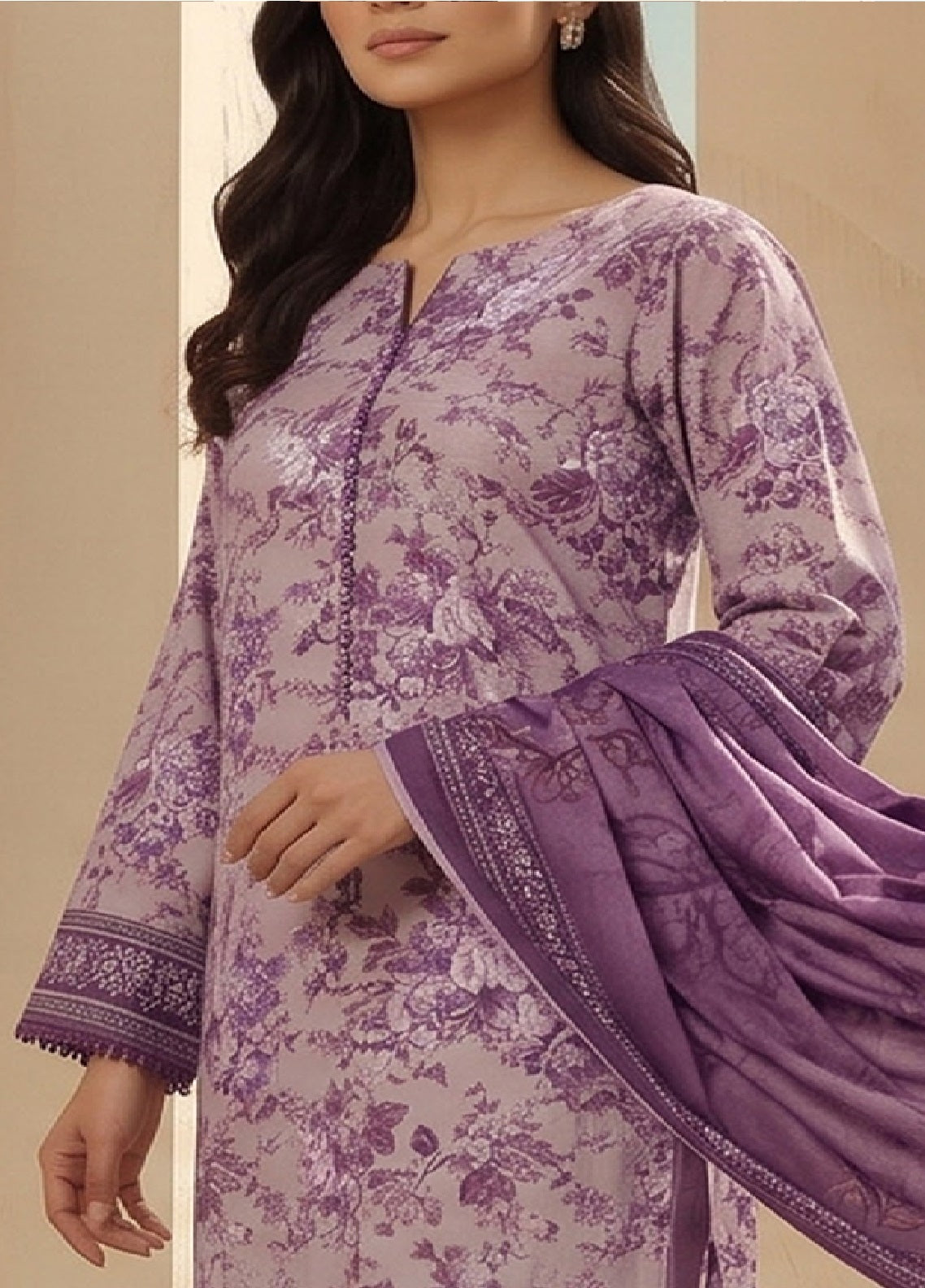 Malhar By VS Textile Printed Karandi 3 Piece Unstitched Suit VS26MV2 D-KW-137 Lilac - Detail Malhar By VS Textile Printed Karandi 3 Piece Unstitched Suit VS26MV2 D-KW-137 Lilac - Detail
