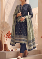 Malhar By VS Textile Printed Karandi 3 Piece Unstitched Suit VS26MV2 D-KW-141 Green Blue - Front View