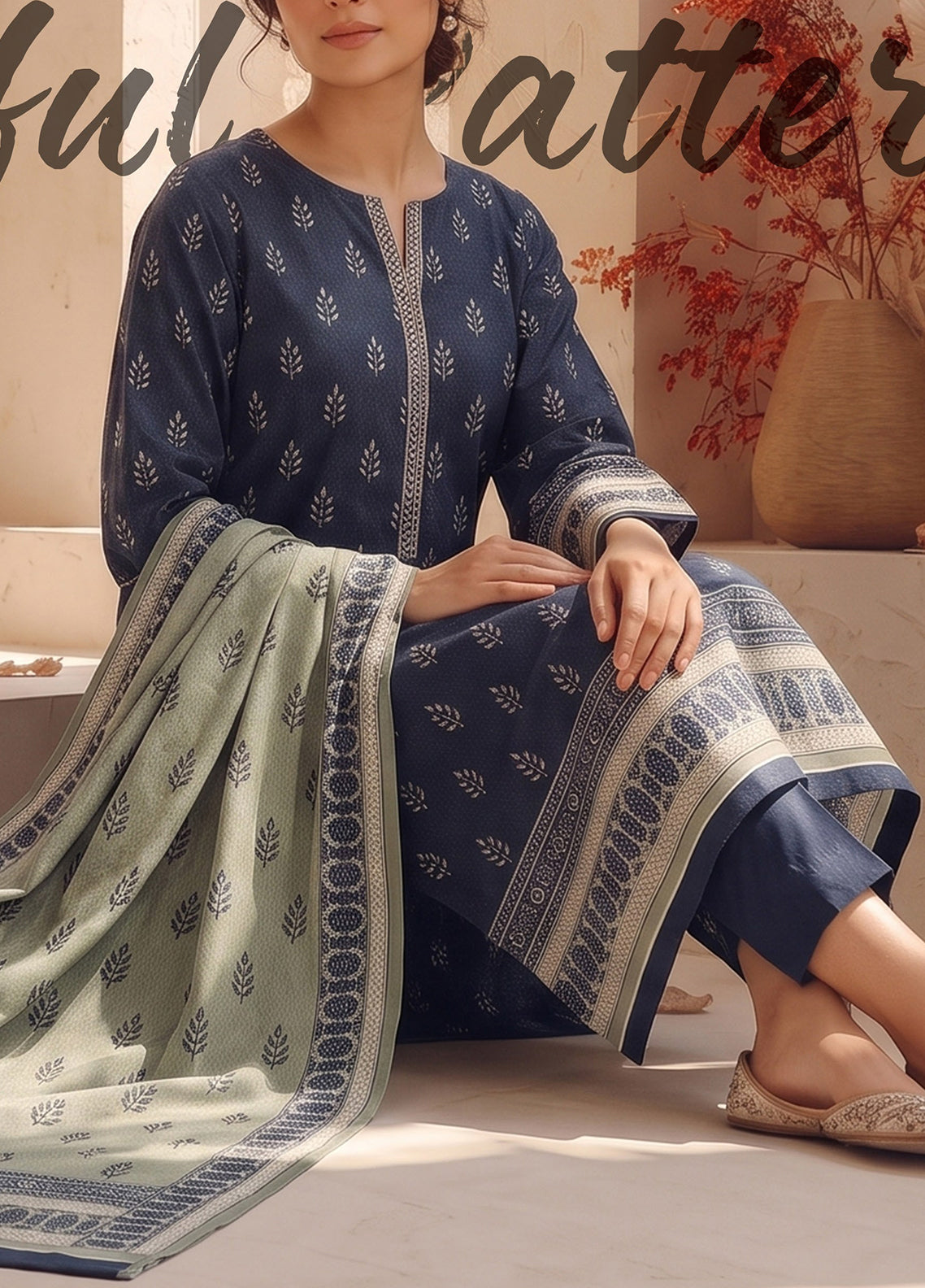 Malhar By VS Textile Printed Karandi 3 Piece Unstitched Suit VS26MV2 D-KW-141 Green Blue - Detail Malhar By VS Textile Printed Karandi 3 Piece Unstitched Suit VS26MV2 D-KW-141 Green Blue - Detail