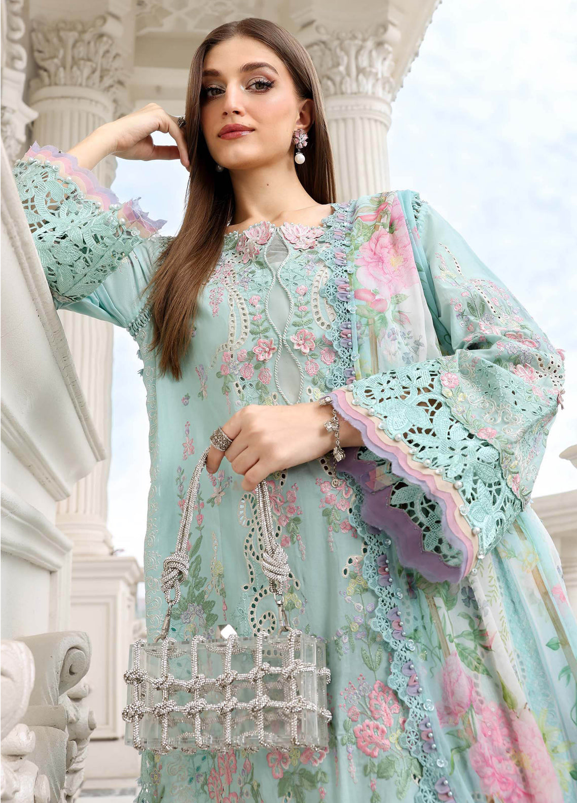 Maria B Luxury Embroidered Lawn 3 Piece Unstitched Suit MB26LLEV2 D-15 Maria B Luxury Embroidered Lawn 3 Piece Unstitched Suit MB26LLEV2 D-15