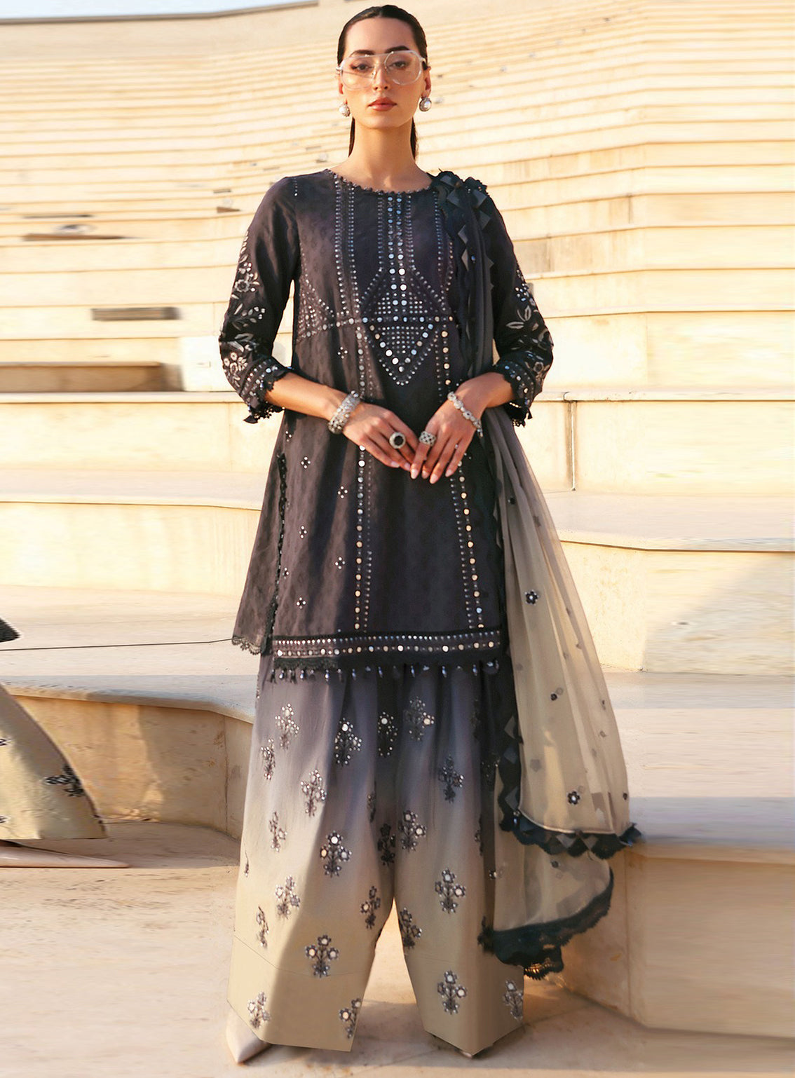 Maria B Luxury Embroidered Lawn 3 Piece Unstitched Suit MB26LLE D-2B Maria B Luxury Embroidered Lawn 3 Piece Unstitched Suit MB26LLE D-2B