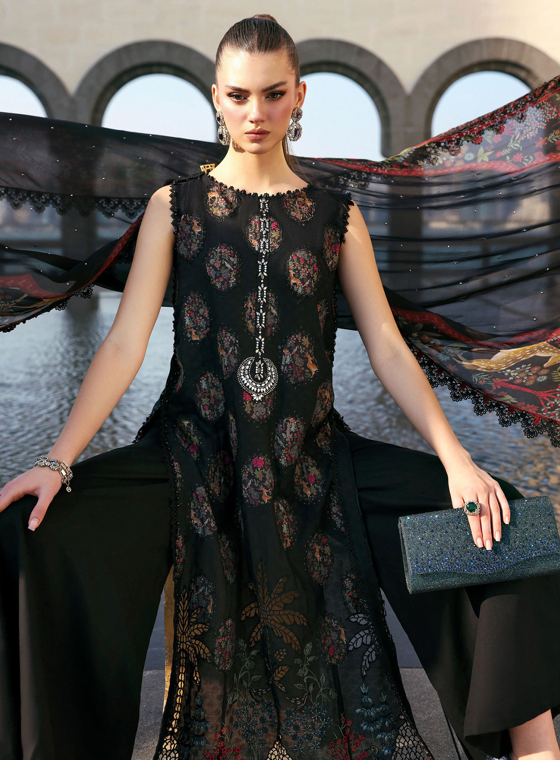 Maria B Luxury Embroidered Lawn 3 Piece Unstitched Suit MB26LLE D-5B Maria B Luxury Embroidered Lawn 3 Piece Unstitched Suit MB26LLE D-5B