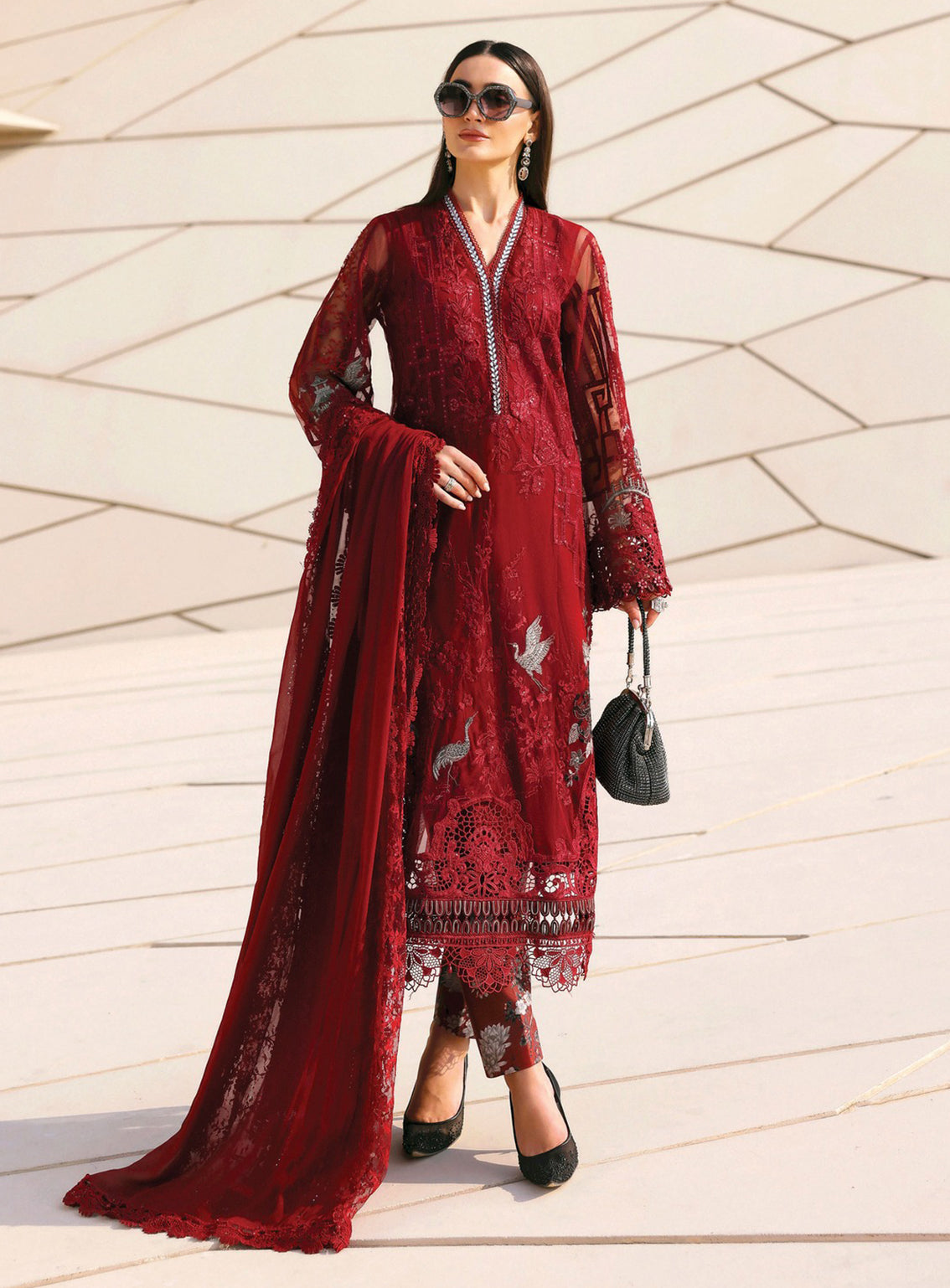 Maria B Luxury Embroidered Lawn 3 Piece Unstitched Suit MB26LLE D-7A Maria B Luxury Embroidered Lawn 3 Piece Unstitched Suit MB26LLE D-7A