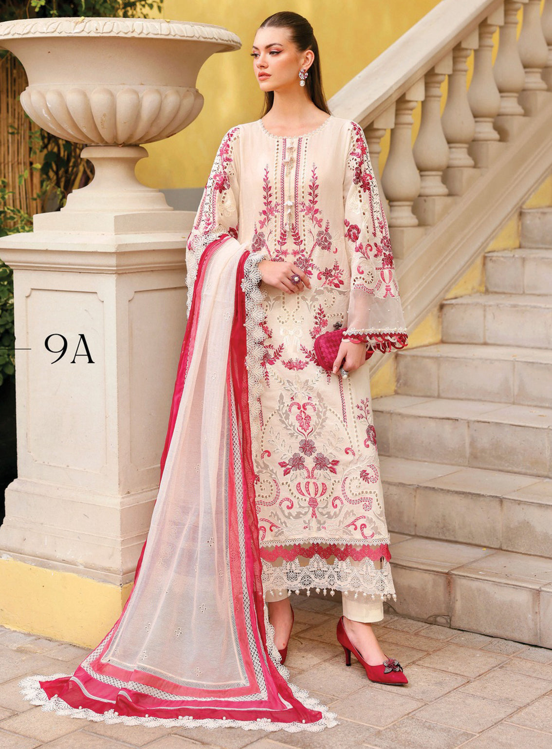 Maria B Luxury Embroidered Lawn 3 Piece Unstitched Suit MB26LLE D-9A Maria B Luxury Embroidered Lawn 3 Piece Unstitched Suit MB26LLE D-9A