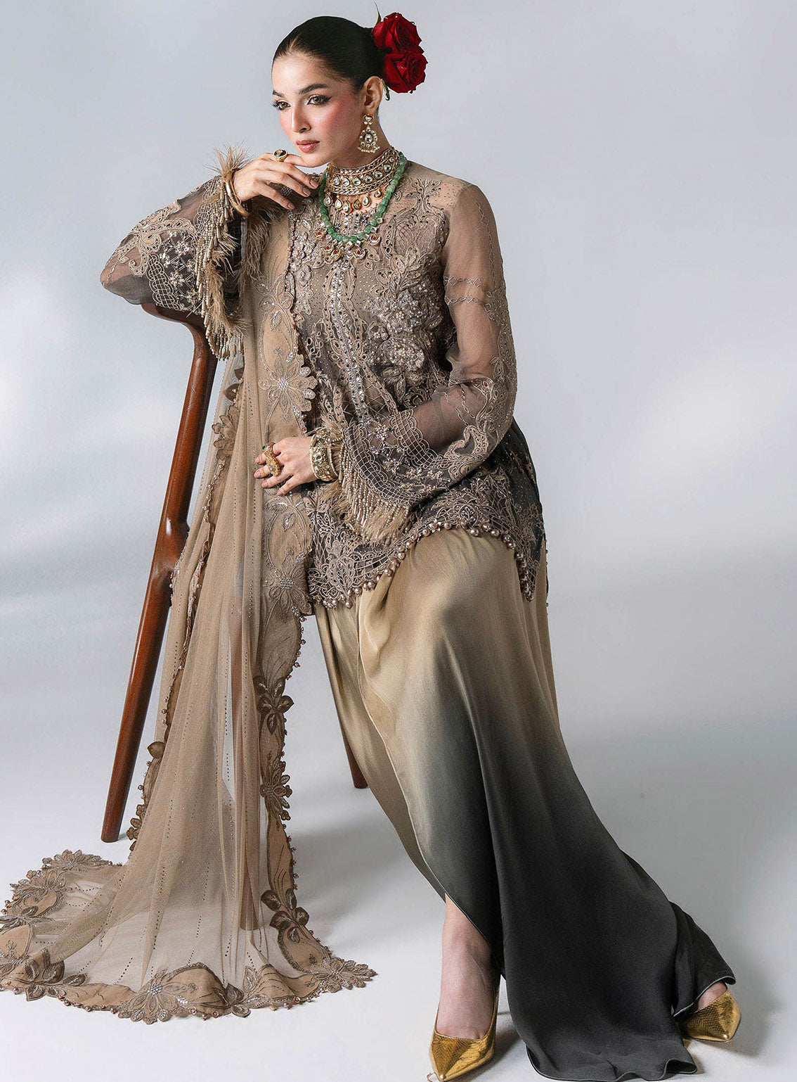 Mbroidered By Maria B Embroidered Chiffon 3 Piece Unstitched Suit MB26MWF D-BD-3102 ANTIQUE BRONZE Mbroidered By Maria B Embroidered Chiffon 3 Piece Unstitched Suit MB26MWF D-BD-3102 ANTIQUE BRONZE