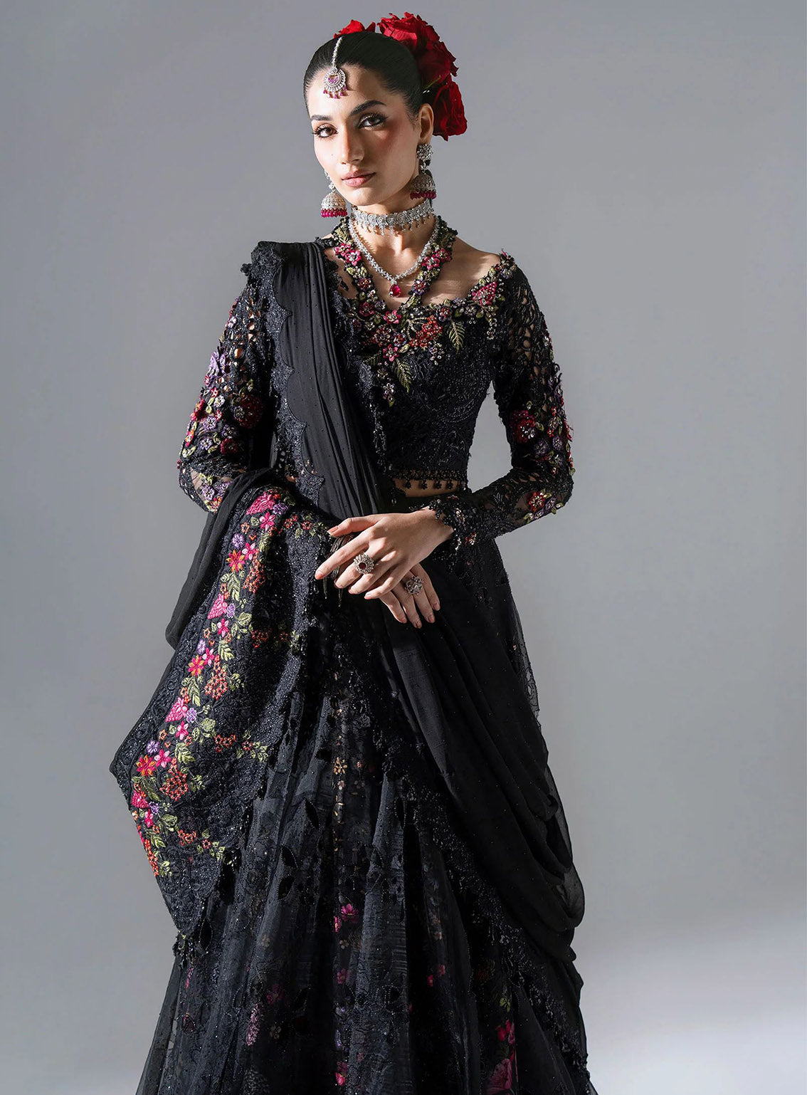 Mbroidered By Maria B Embroidered Organza 3 Piece Unstitched Suit MB26MWF D-BD-3101 OBSIDIAN GARDEN Mbroidered By Maria B Embroidered Organza 3 Piece Unstitched Suit MB26MWF D-BD-3101 OBSIDIAN GARDEN