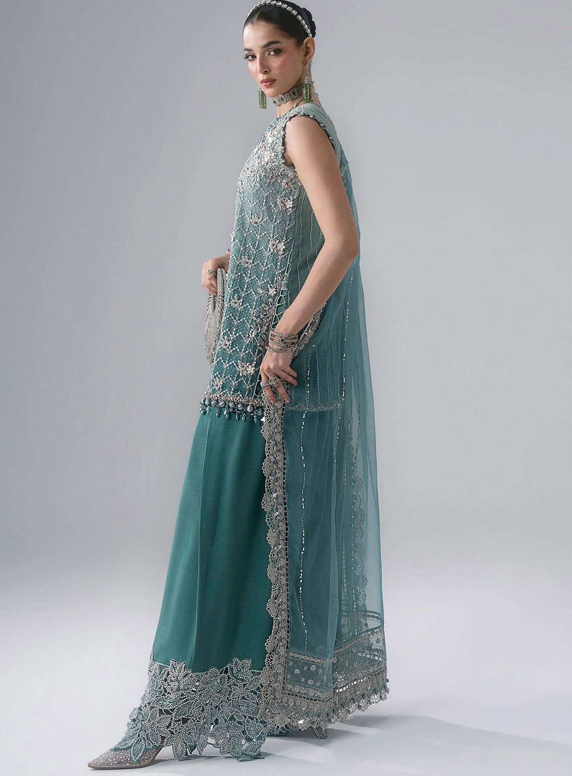 Mbroidered By Maria B Embroidered Organza 3 Piece Unstitched Suit MB26MWF D-BD-3107 SEA GREEN Mbroidered By Maria B Embroidered Organza 3 Piece Unstitched Suit MB26MWF D-BD-3107 SEA GREEN