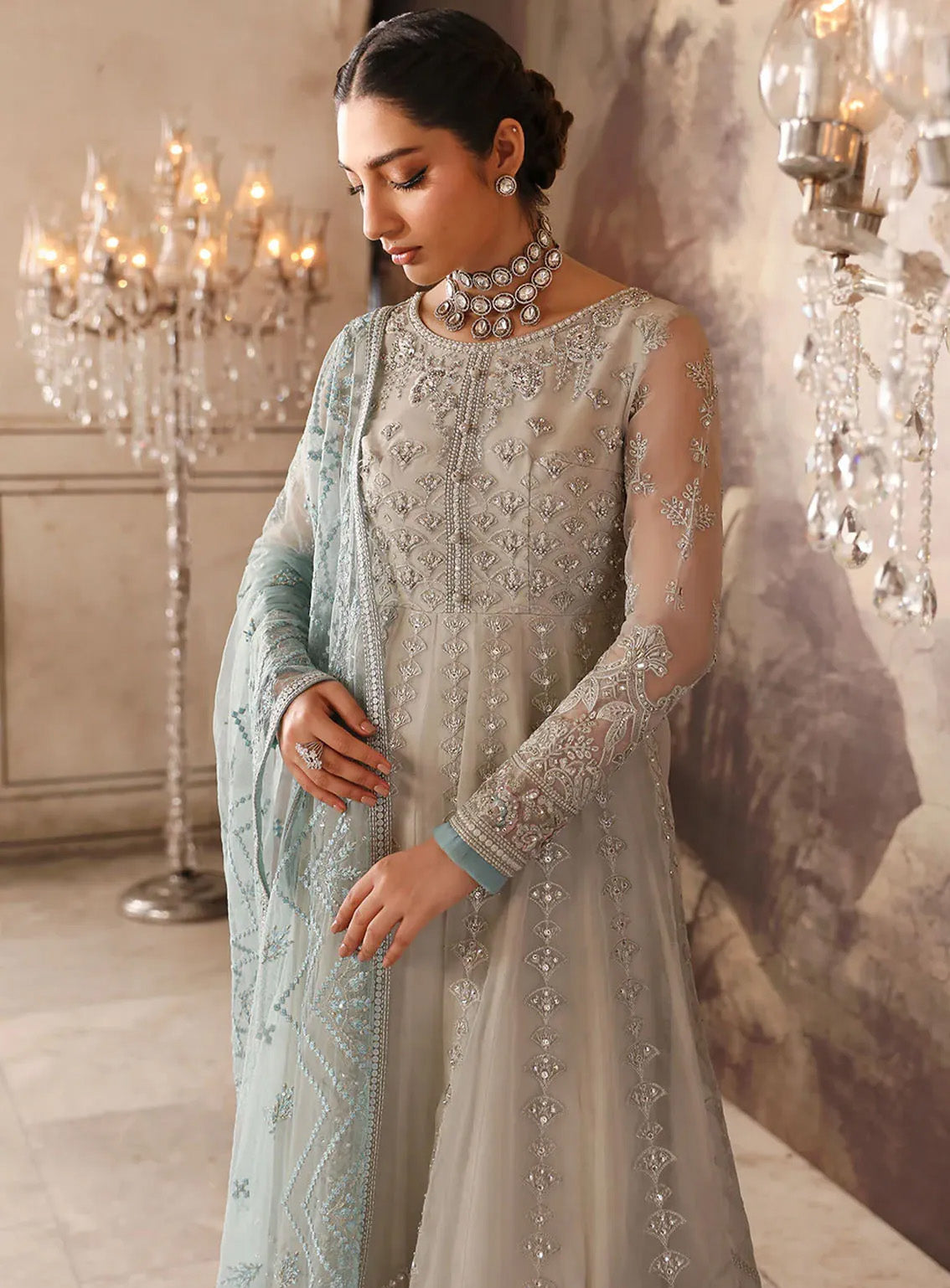 Mehak By Flossie Embroidered Organza Suits Unstitched 3 Piece - FS24ME FE-803 Mehak By Flossie Embroidered Organza Suits Unstitched 3 Piece - FS24ME FE-803