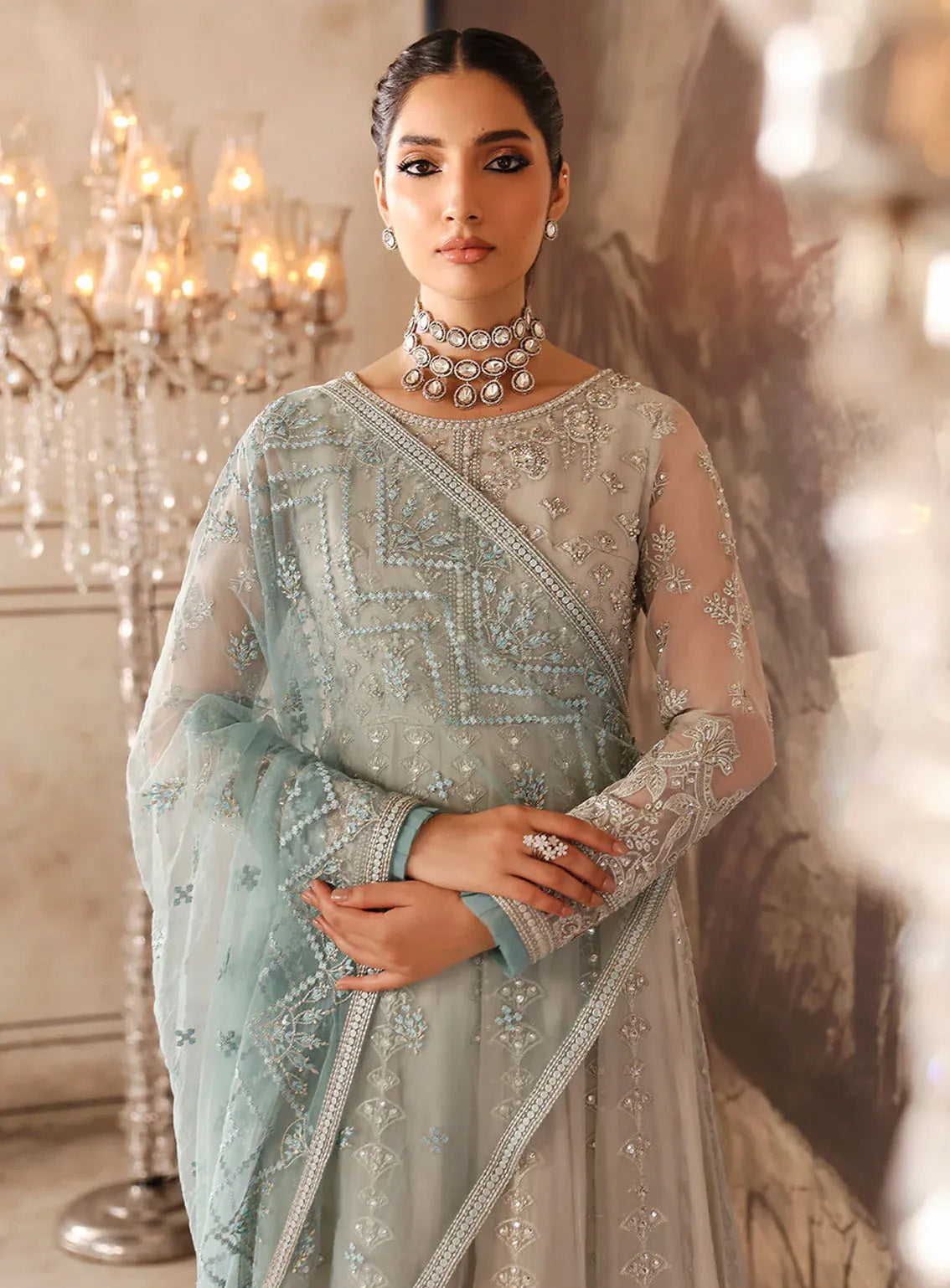 Mehak By Flossie Embroidered Organza Suits Unstitched 3 Piece - FS24ME FE-803 Mehak By Flossie Embroidered Organza Suits Unstitched 3 Piece - FS24ME FE-803