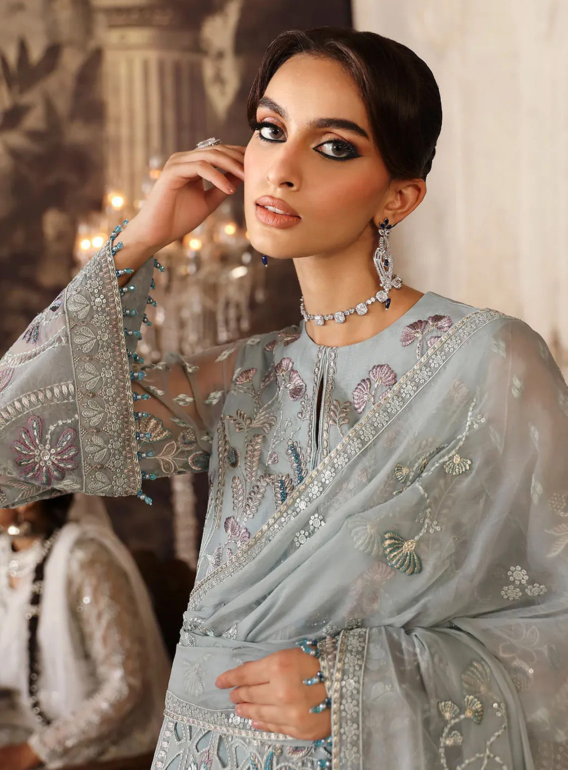 Mehak By Flossie Embroidered Organza Suits Unstitched 3 Piece - FS24ME FE-807 Mehak By Flossie Embroidered Organza Suits Unstitched 3 Piece - FS24ME FE-807