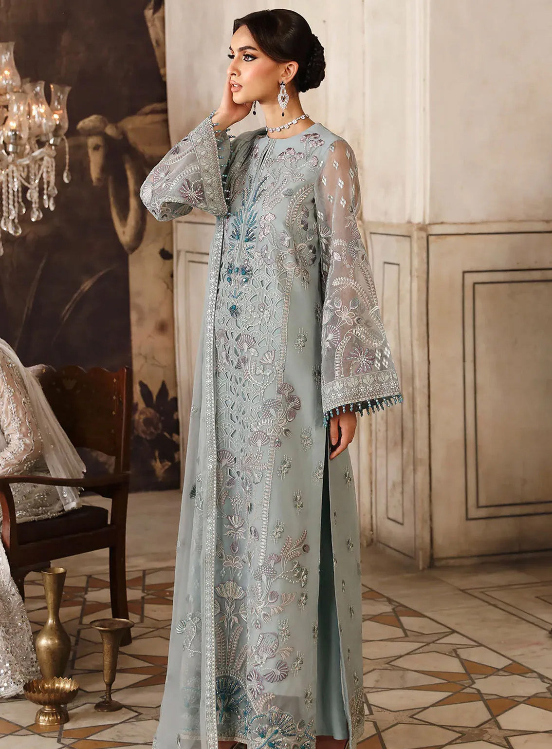 Mehak By Flossie Embroidered Organza Suits Unstitched 3 Piece - FS24ME FE-807 Mehak By Flossie Embroidered Organza Suits Unstitched 3 Piece - FS24ME FE-807