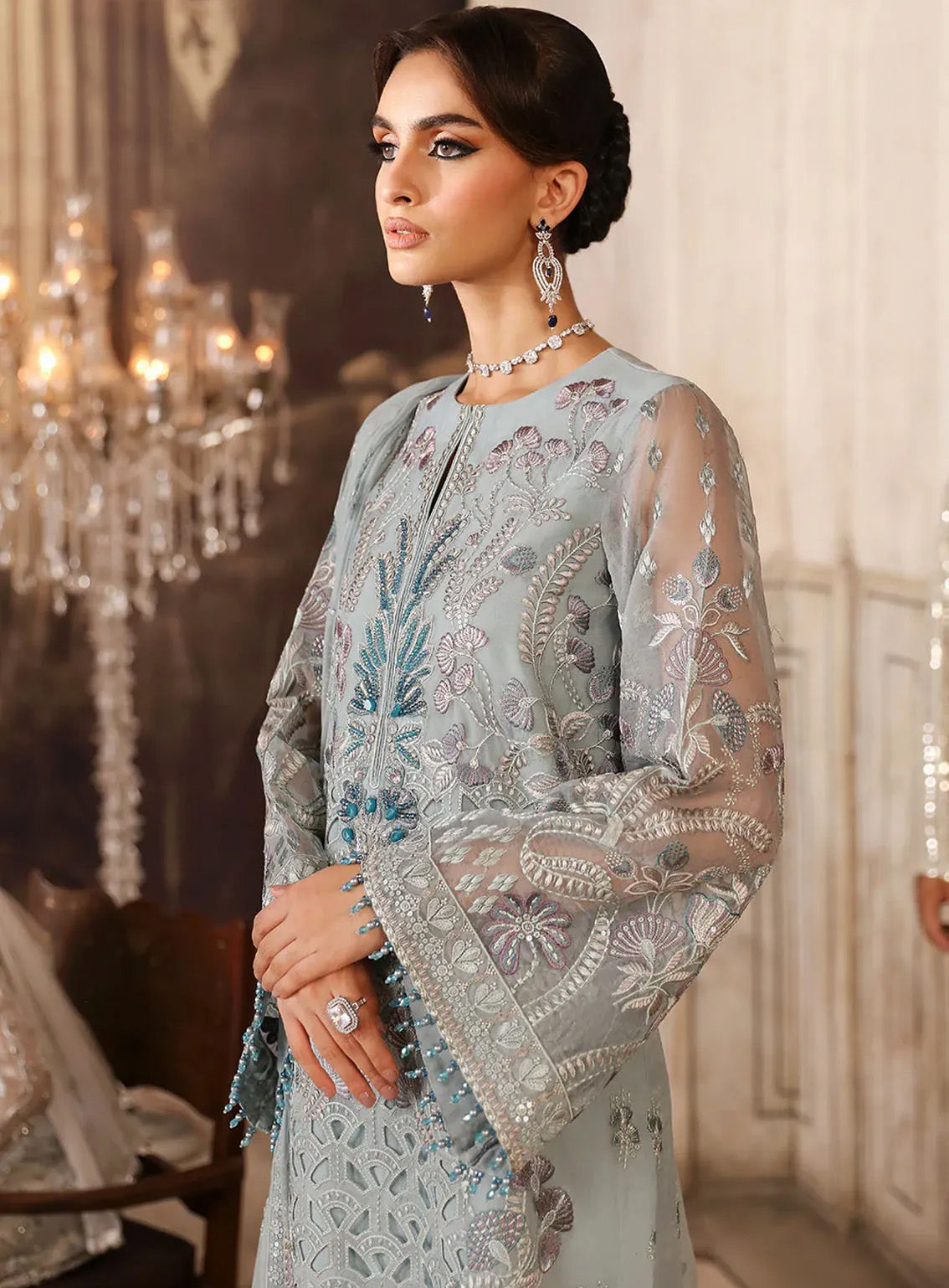 Mehak By Flossie Embroidered Organza Suits Unstitched 3 Piece - FS24ME FE-807 Mehak By Flossie Embroidered Organza Suits Unstitched 3 Piece - FS24ME FE-807