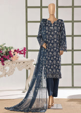 Mehak By HZ Textile Embroidered Slub Lawn 3 Piece Unstitched Suit HZ26MESLV2 D-3155