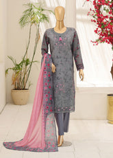 Mehak By HZ Textile Embroidered Slub Lawn 3 Piece Unstitched Suit HZ26MESLV3 D-3163