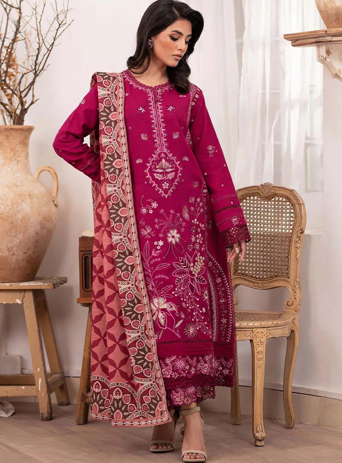 Meraki By Roheenaz Embroidered Khaddar Suits Unstitched 3 Piece - RNZ24MK 05A YANA Meraki By Roheenaz Embroidered Khaddar Suits Unstitched 3 Piece - RNZ24MK 05A YANA