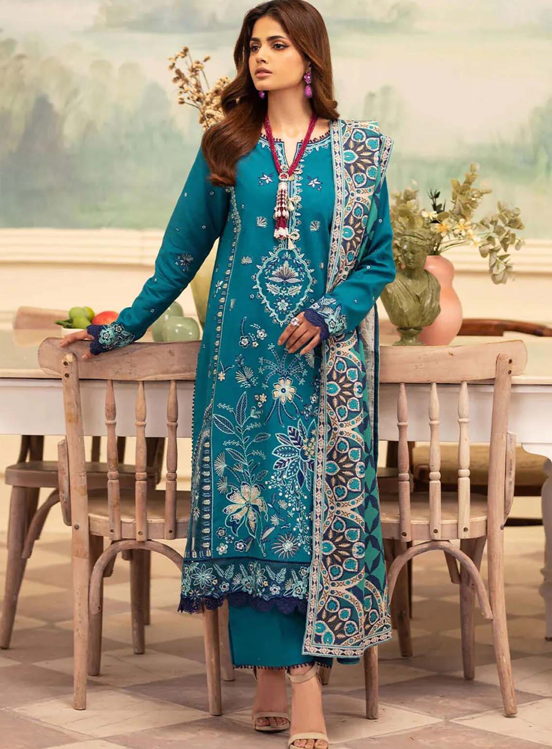 Meraki By Roheenaz Embroidered Khaddar Suits Unstitched 3 Piece - RNZ24MK 05B TINSLEY Meraki By Roheenaz Embroidered Khaddar Suits Unstitched 3 Piece - RNZ24MK 05B TINSLEY