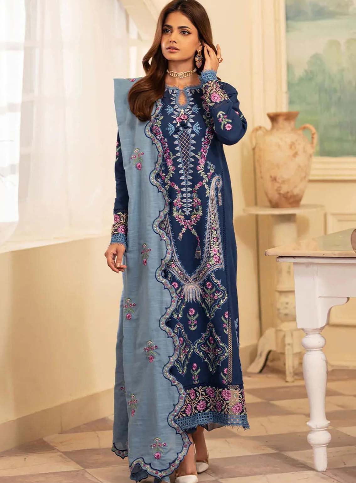 Meraki By Roheenaz Embroidered Khaddar Suits Unstitched 3 Piece - RNZ24MK 08A SKYLAR Meraki By Roheenaz Embroidered Khaddar Suits Unstitched 3 Piece - RNZ24MK 08A SKYLAR