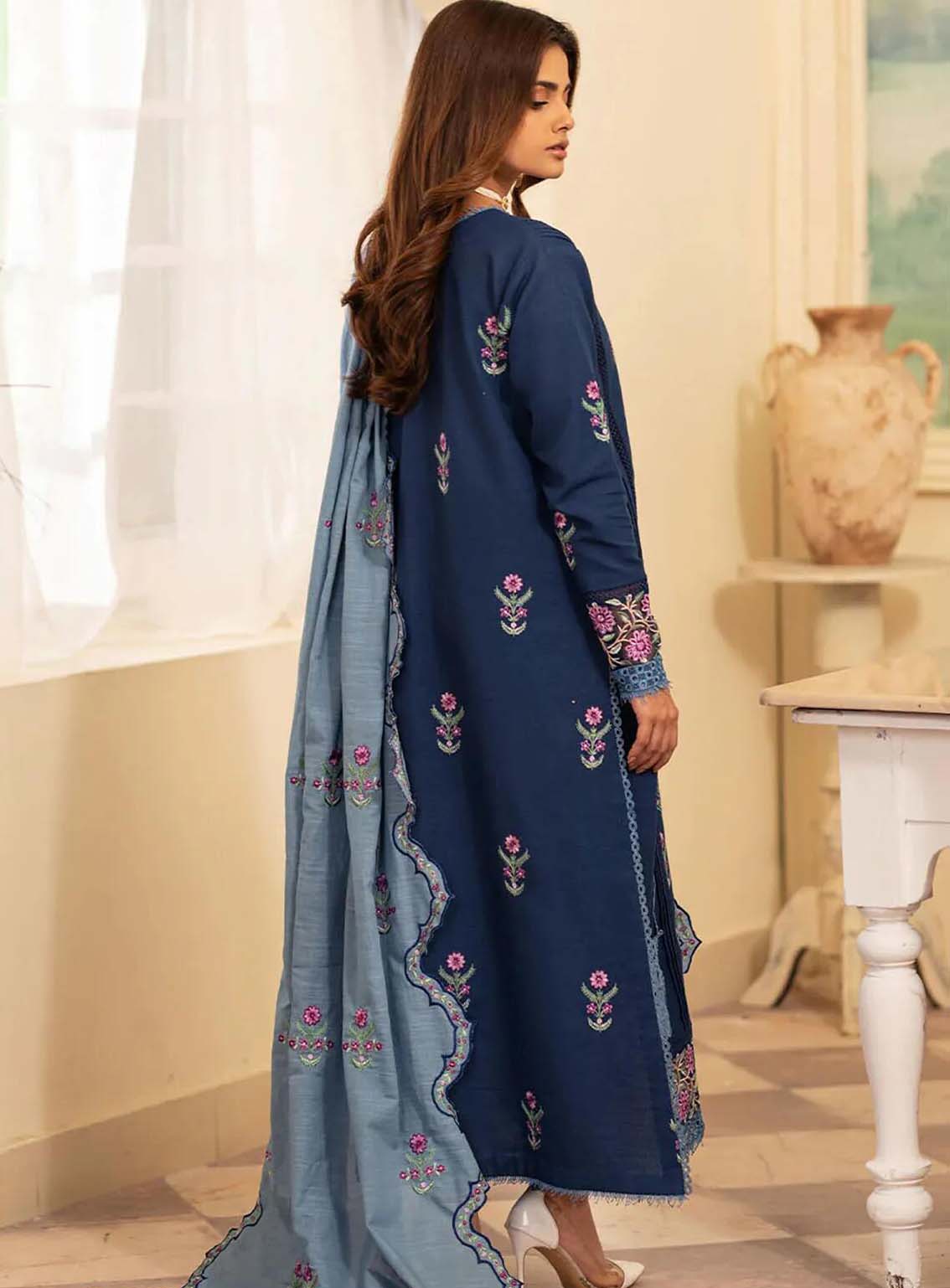 Meraki By Roheenaz Embroidered Khaddar Suits Unstitched 3 Piece - RNZ24MK 08A SKYLAR Meraki By Roheenaz Embroidered Khaddar Suits Unstitched 3 Piece - RNZ24MK 08A SKYLAR