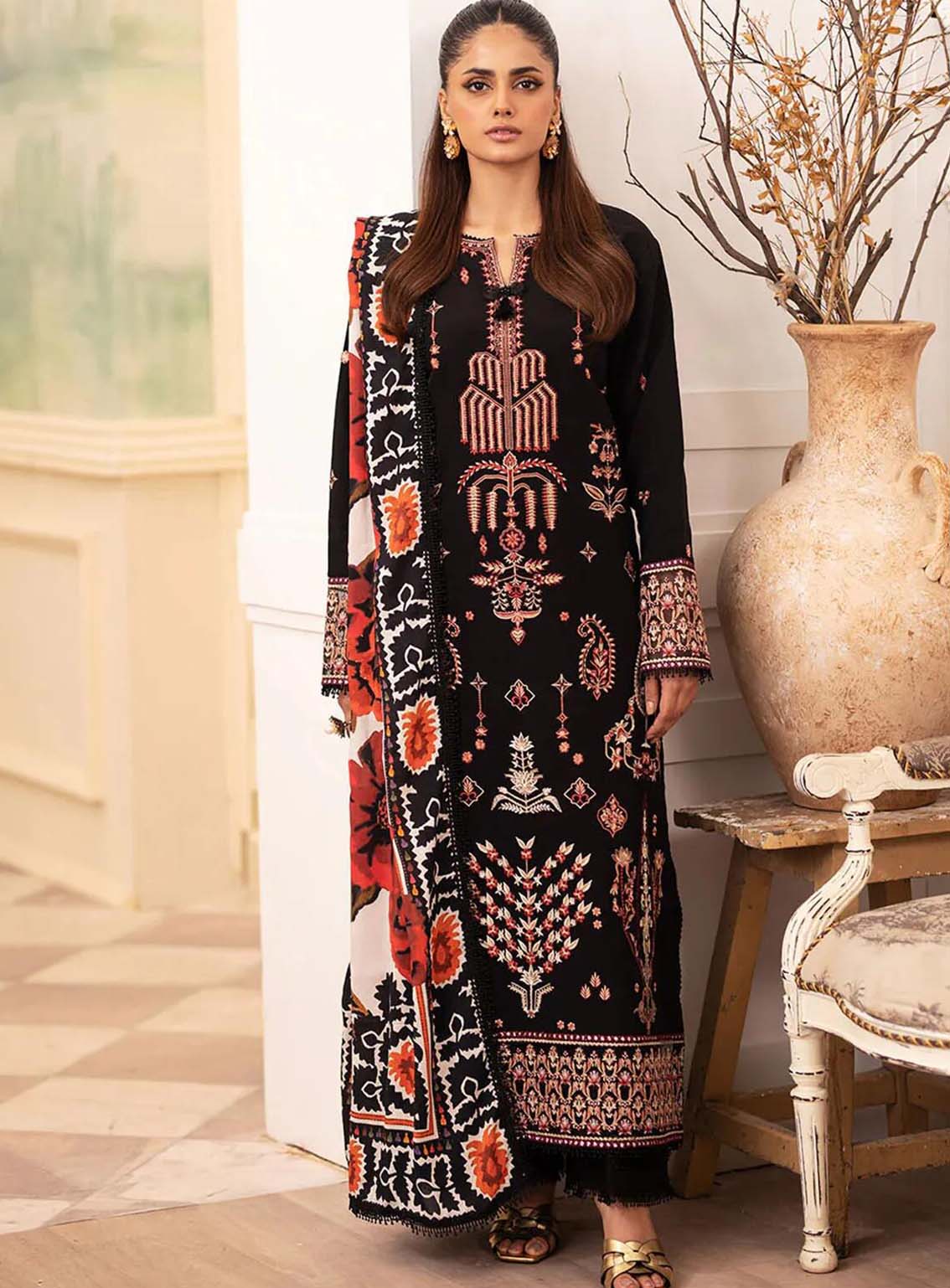 Meraki By Roheenaz Embroidered Linen Suits Unstitched 3 Piece - RNZ24MK 01B FREYA Meraki By Roheenaz Embroidered Linen Suits Unstitched 3 Piece - RNZ24MK 01B FREYA
