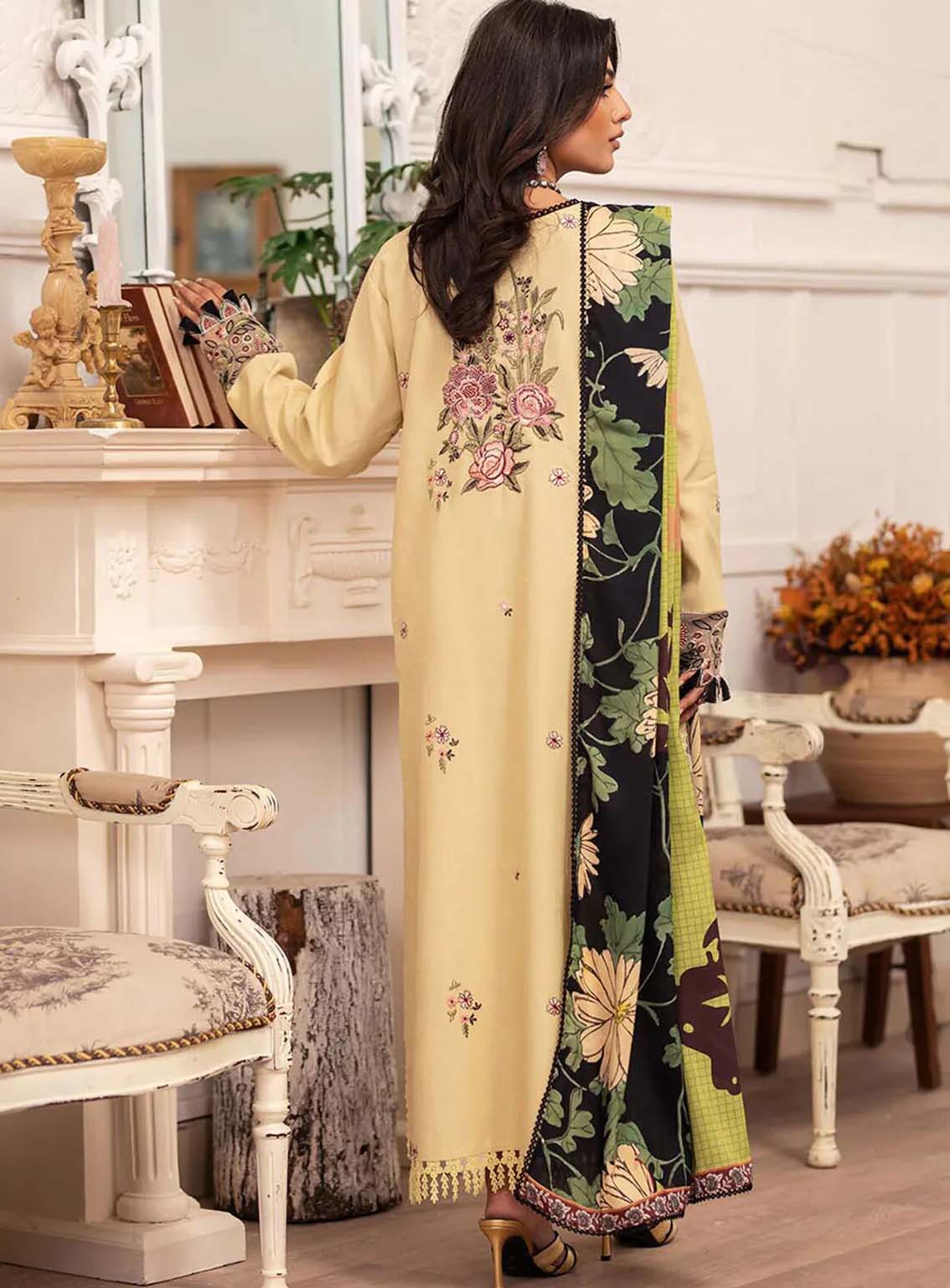 Meraki By Roheenaz Embroidered Linen Suits Unstitched 3 Piece - RNZ24MK 02A EVIE Meraki By Roheenaz Embroidered Linen Suits Unstitched 3 Piece - RNZ24MK 02A EVIE