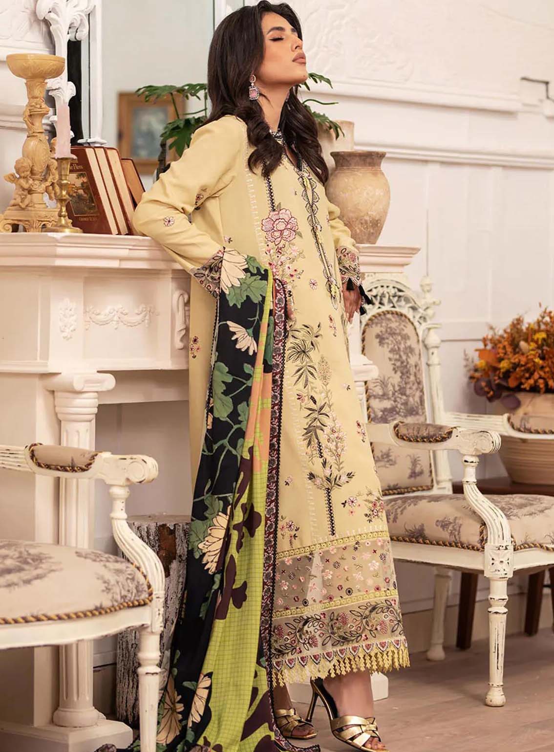 Meraki By Roheenaz Embroidered Linen Suits Unstitched 3 Piece - RNZ24MK 02A EVIE Meraki By Roheenaz Embroidered Linen Suits Unstitched 3 Piece - RNZ24MK 02A EVIE