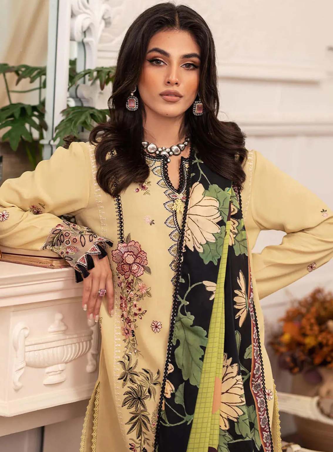 Meraki By Roheenaz Embroidered Linen Suits Unstitched 3 Piece - RNZ24MK 02A EVIE Meraki By Roheenaz Embroidered Linen Suits Unstitched 3 Piece - RNZ24MK 02A EVIE