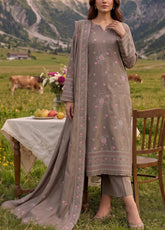 Miraas By VS Textile Embroidered Khaddar 3 Piece Unstitched Dress VS26MV1 D-EK-695 Beige - Front View