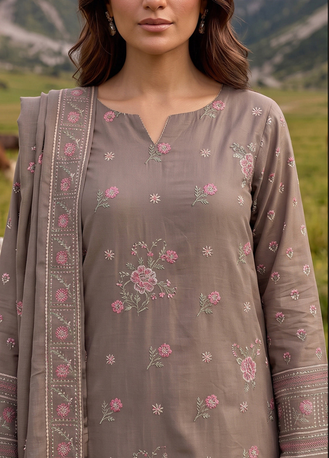 Miraas By VS Textile Embroidered Khaddar 3 Piece Unstitched Dress VS26MV1 D-EK-695 Beige - Detail Miraas By VS Textile Embroidered Khaddar 3 Piece Unstitched Dress VS26MV1 D-EK-695 Beige - Detail