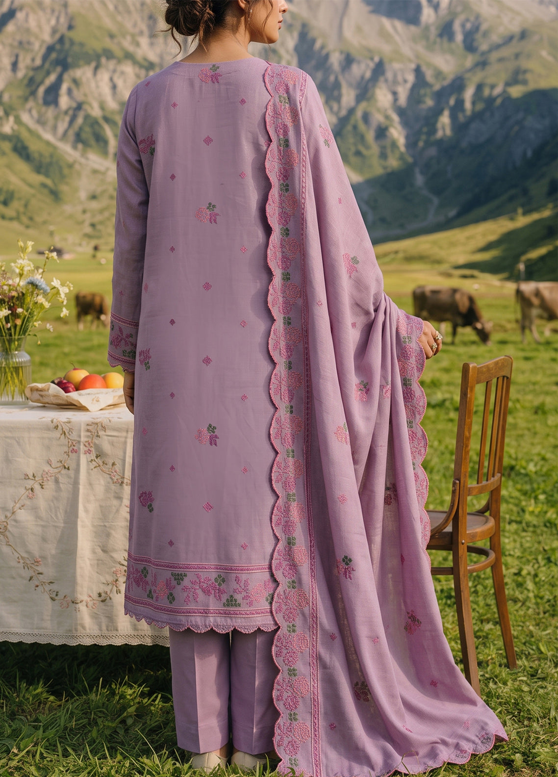 Miraas By VS Textile Embroidered Khaddar 3 Piece Unstitched Suit VS26MV1 D-EK-686 Light Purple - Back View Miraas By VS Textile Embroidered Khaddar 3 Piece Unstitched Suit VS26MV1 D-EK-686 Light Purple - Back View