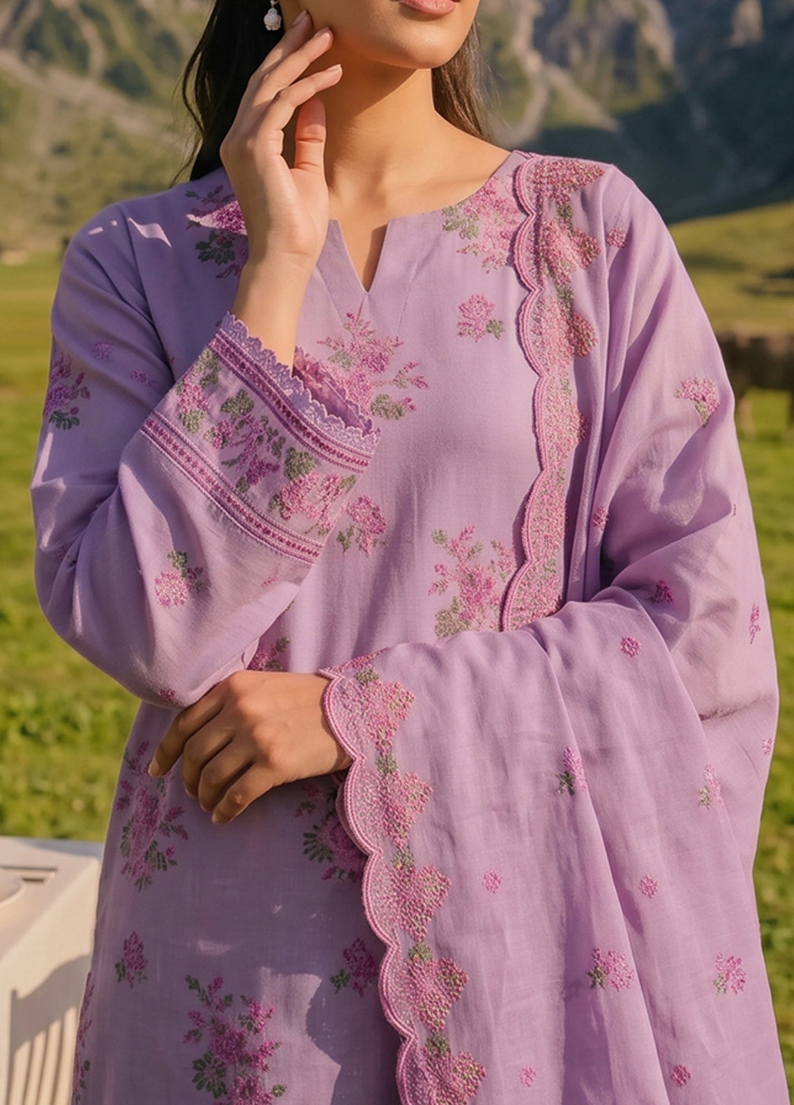 Miraas By VS Textile Embroidered Khaddar 3 Piece Unstitched Suit VS26MV1 D-EK-686 Light Purple - Detail Miraas By VS Textile Embroidered Khaddar 3 Piece Unstitched Suit VS26MV1 D-EK-686 Light Purple - Detail
