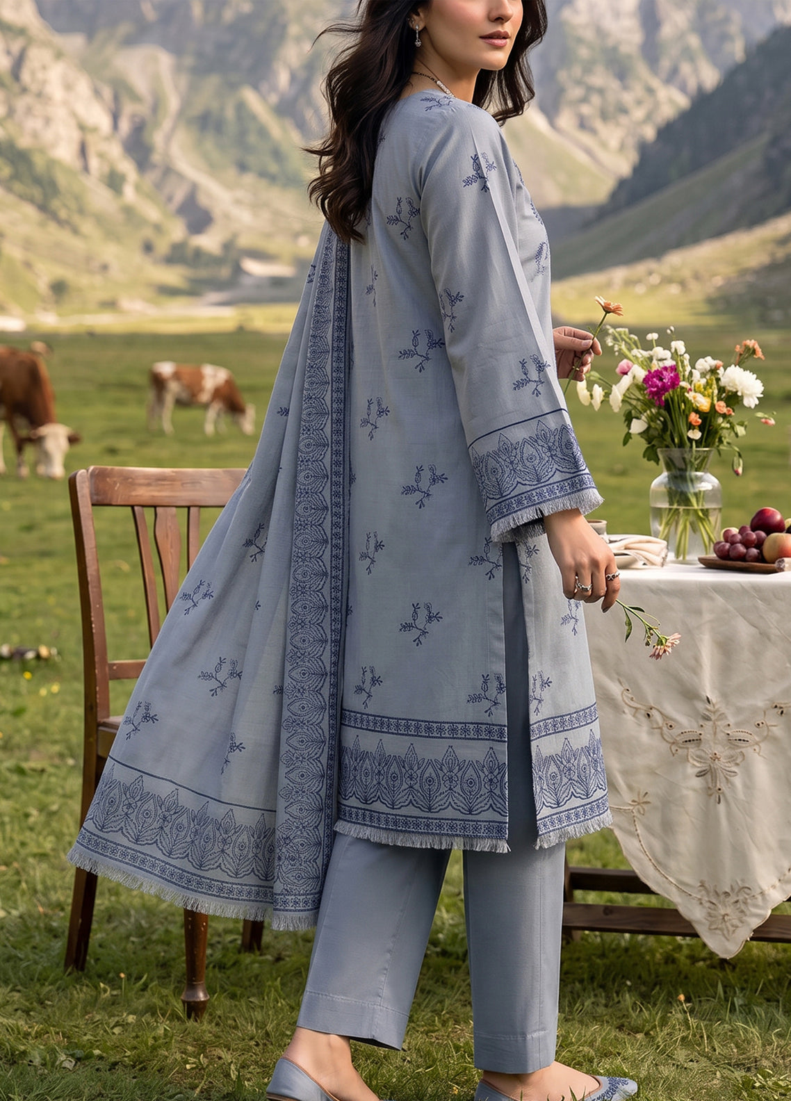 Miraas By VS Textile Embroidered Khaddar 3 Piece Unstitched Suit VS26MV1 D-EK-688 Grey - Back View Miraas By VS Textile Embroidered Khaddar 3 Piece Unstitched Suit VS26MV1 D-EK-688 Grey - Back View